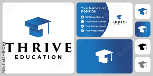 Letter T monogram education logo design with business card template.
