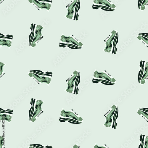Sneakers seamless pattern. Background of clothing.