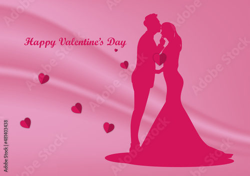 graphics style papercut couple with symbol heart concept valentines day for card vector illustration