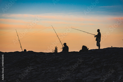 Fisherman at Surfer's End, Second Beach, Rhode ISland photo