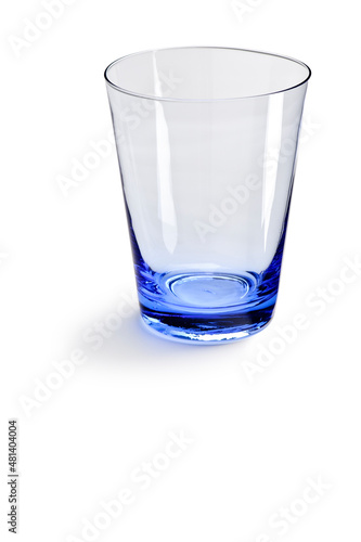 Cone shaped blue glass cup, isolated