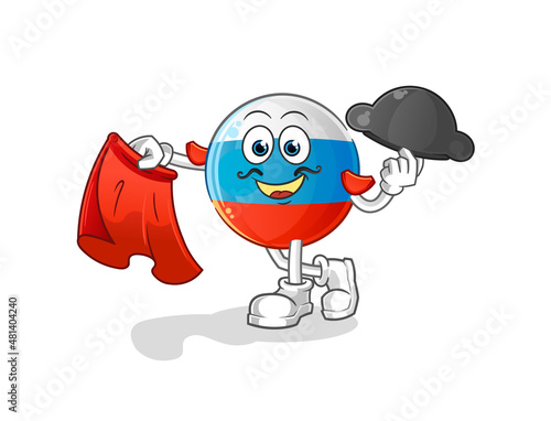 russia flag matador with red cloth illustration. character vector