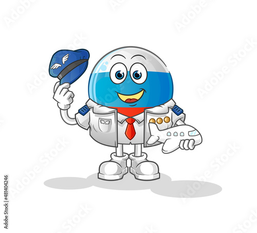 russia flag pilot mascot. cartoon vector
