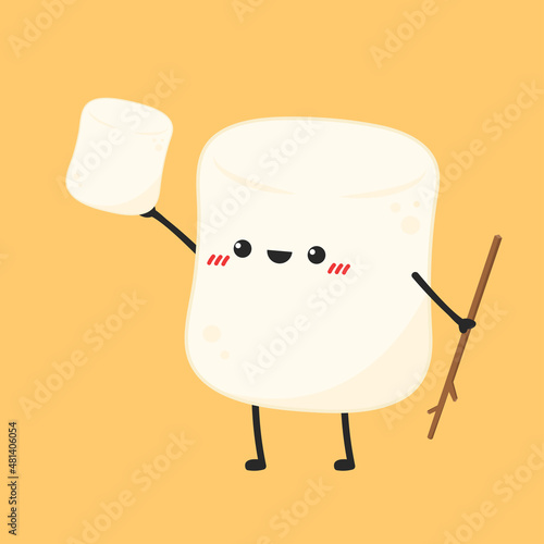 Marshmallow character. wallpaper. free space for text. logo design. bonfire vector.