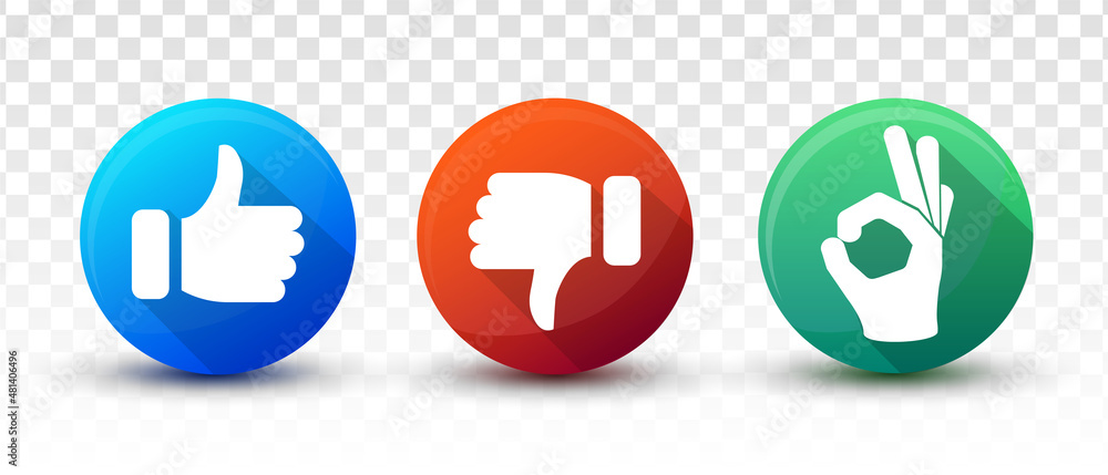 Thumb up and thumb sign glossy 3d round and perfect gesture. Vector illustration Thumb up and thumb sign glossy 3d round and perfect gesture. Vector illustration