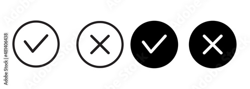 Free Download Tick and cross signs. OK and red X icons, Simple marks graphic design. Circle symbols YES and NO button for vote, Check box list icons. Check marks vector - GFXLoad