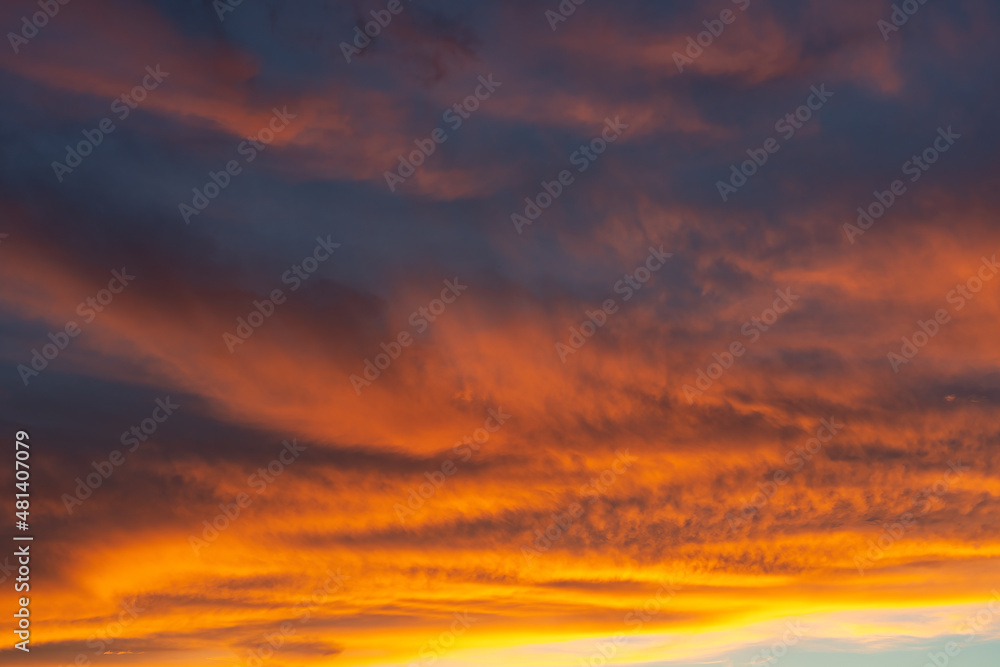 During sunset, these clouds are beautifully lit from below, creating a beautiful color spectacle with yellow, orange, blue and red colors