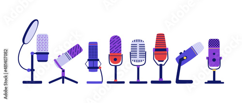 Foto Collection of studio microphones for recording audio and music