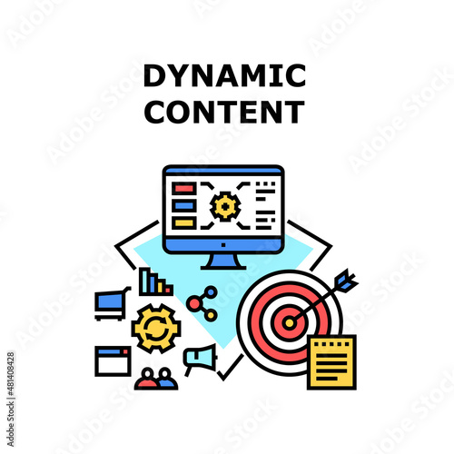 Dynamic content technology. creation adwords. application strategy vector concept color illustration