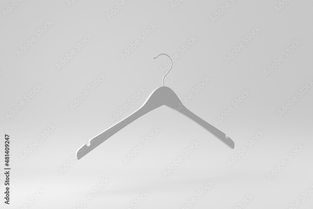 Coat hanger on white background. Paper minimal concept. 3D render. - obrazy, fototapety, plakaty 