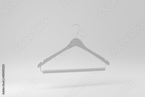 Coat hanger on white background. Paper minimal concept. 3D render. photo