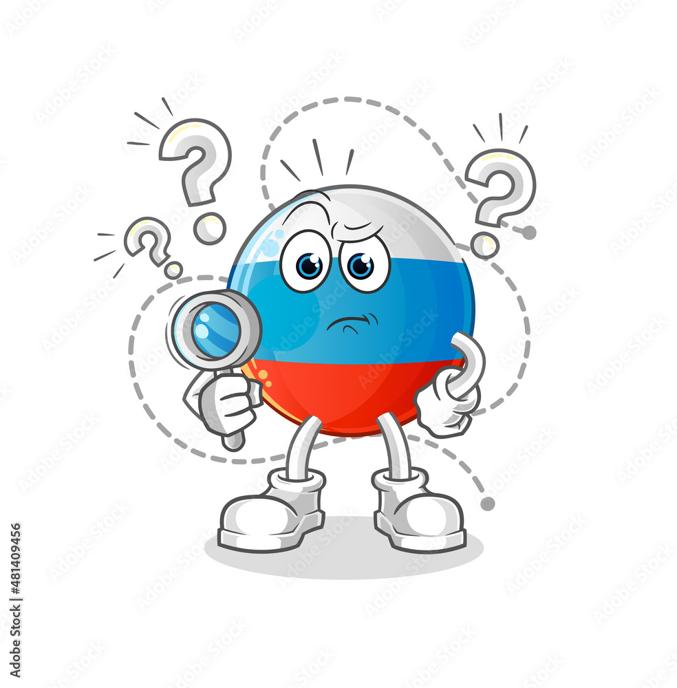 russia flag searching illustration. character vector russia flag searching illustration. character vector