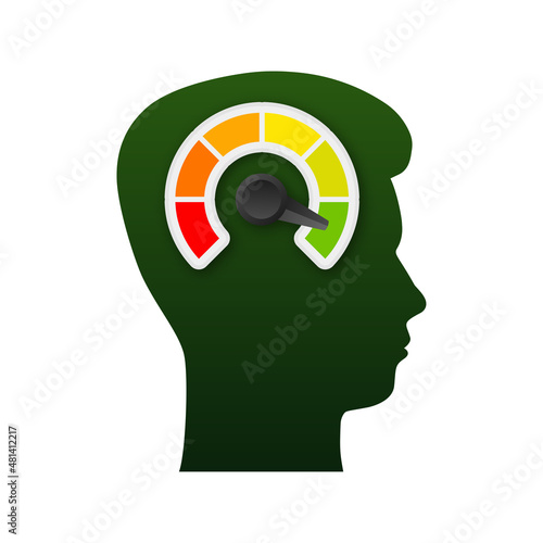 Head silhouette indicator sign isolated on white background. Medical treatment.