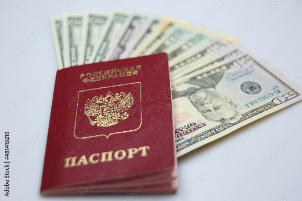 Foreign passport with cash. Dollyry and passport Foreign passport with cash. Dollyry and passport
