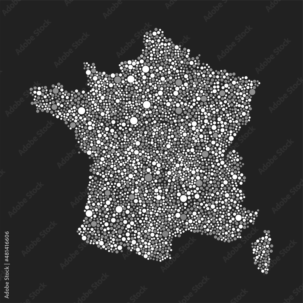 PrintCreative map France from random white dots