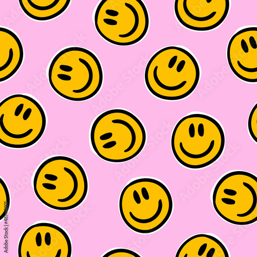 Smiley seamless pattern. Smiley background
