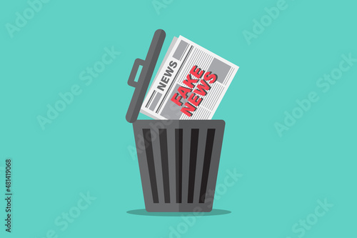 Throw a fake news place in the trash vector illustration