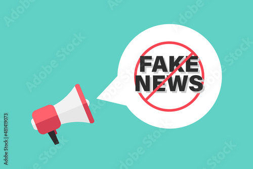 Megaphone and stop fake news vector illustration