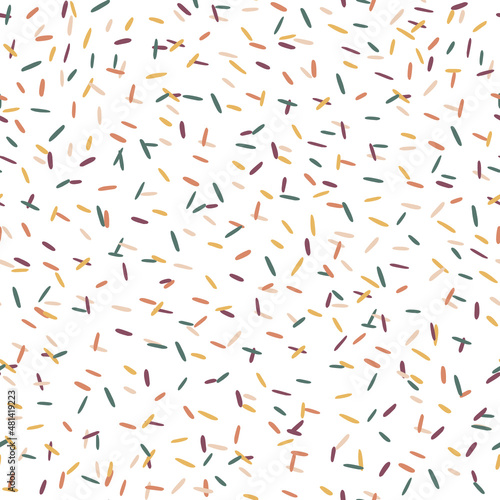 Sticks confetti seamless pattern abstract red  green  brown  yellow background