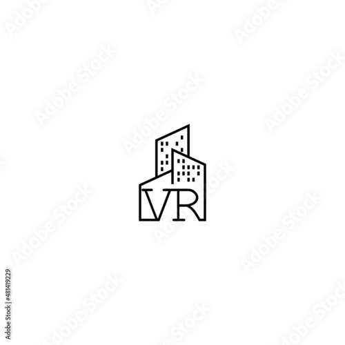 VR initial logo in line concept in high quality professional design that will be best for companies related to real estate