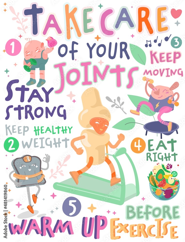 Fototapeta premium Take care of your joints. Creative vertical poster in modern style.