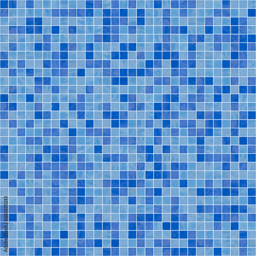 Seamless Large Texture Of Blue Swimming Pool Square Mosaic Tiles Stock