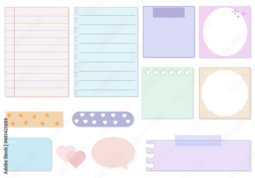 set of the soft color pastel memo, planner, notepad, paper, sticky note, reminder, journal. very cute, simple, and printable set of the soft color pastel memo, planner, notepad, paper, sticky note, reminder, journal. very cute, simple, and printable