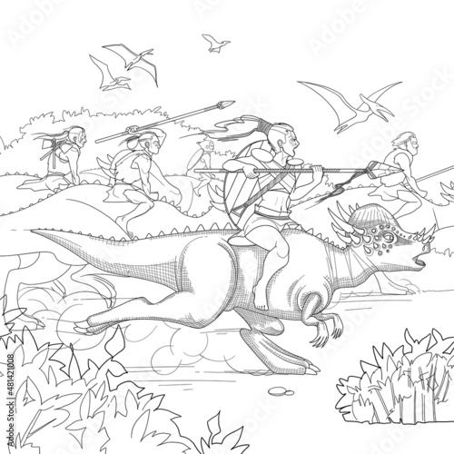 Pachycephalosaurus rider warriors go on an attack.