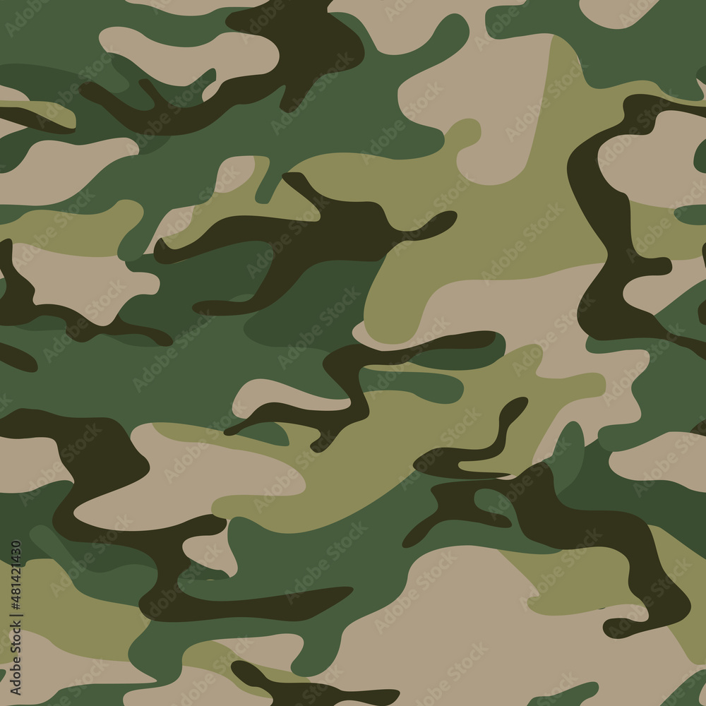 Fototapeta premium Seamless camouflage pattern of spots. Military camo. Print on fabric and clothing. Vector illustration