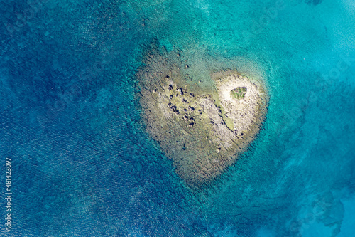 Vista aerea della famosa isola cuore a punta prosciutto, lecce, puglia photo