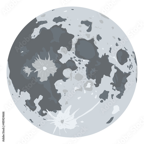 Realistic full moon. Earth satellite surface texture