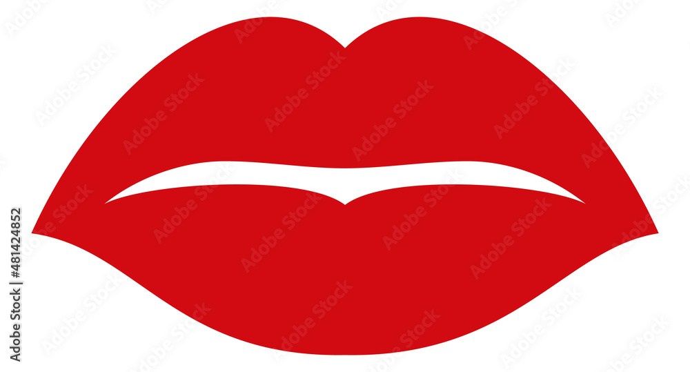 Woman mouth icon. Red lips shape. Kiss mark Woman mouth icon. Red lips shape. Kiss mark