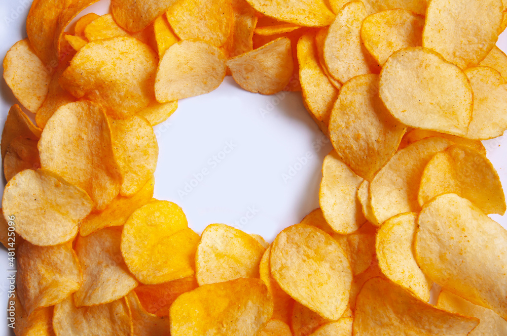 crispy, tasty, potato chips, white back crispy, tasty, potato chips, white back