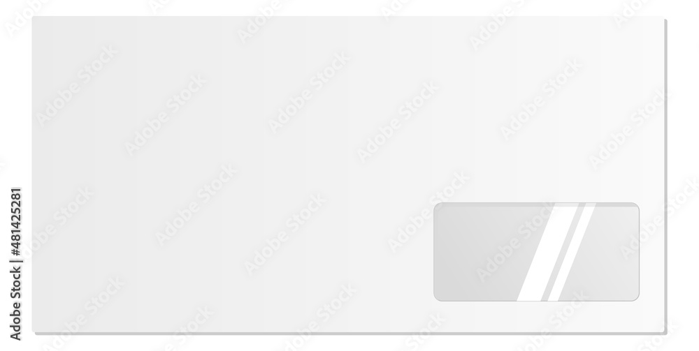 Envelope template. Realistic blank paper with plastic window Envelope template. Realistic blank paper with plastic window