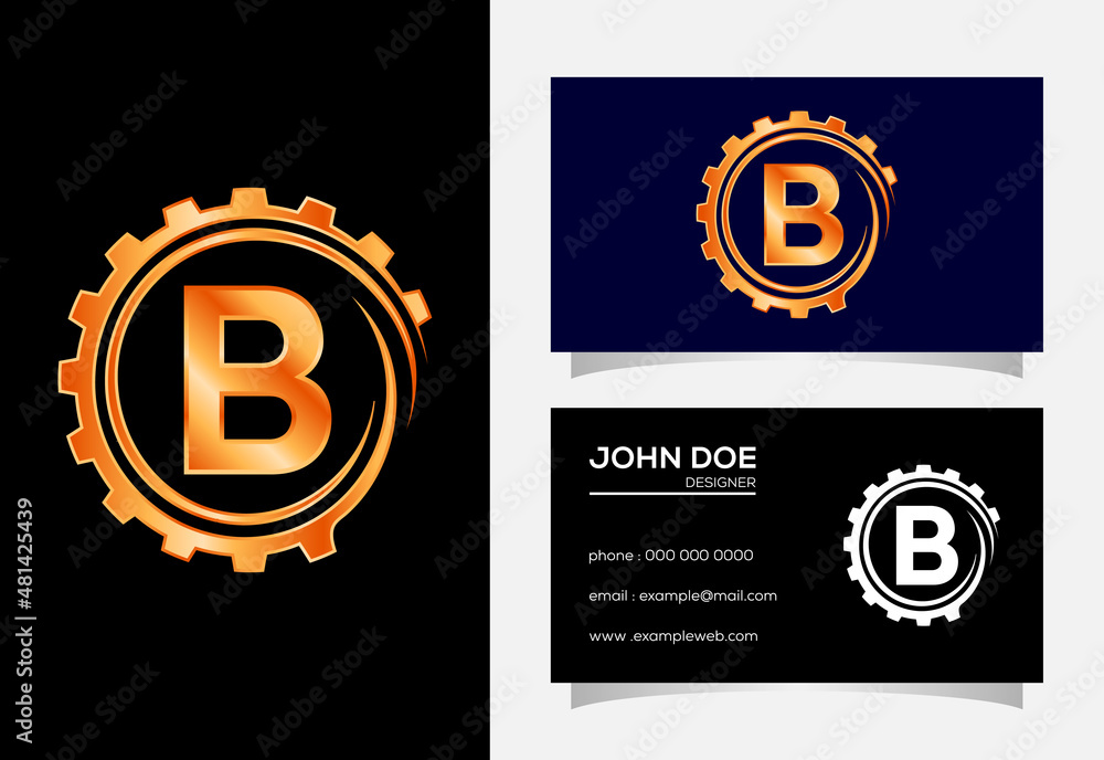 Initial B monogram alphabet in a gear spiral. Gear engineer logo design. Logo for automotive Initial B monogram alphabet in a gear spiral. Gear engineer logo design. Logo for automotive