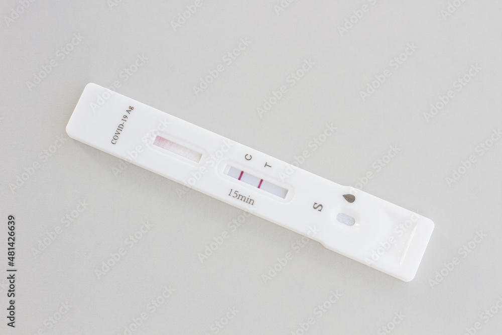 COVID-19 rapid antigen test showing positive result COVID-19 rapid antigen test showing positive result