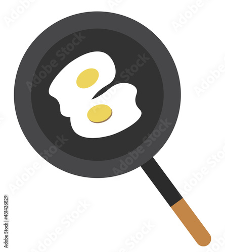 Eggs in a frying pan. Flat vector isolated on white background.