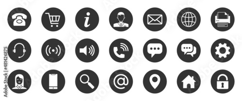 Business Card Icons. Name, Phone, Mobile, Location, Place, Mail, Fax, Web. Contact Us, Information, Communication. Illustration for Web Site or Mobile App. Related Glyph Icons