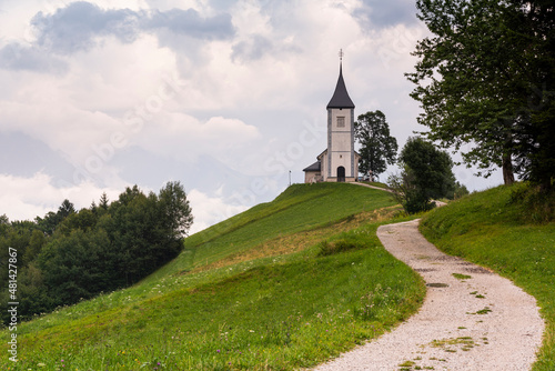 Church Jamnik in Slovenia on Green Hill in Slovenia