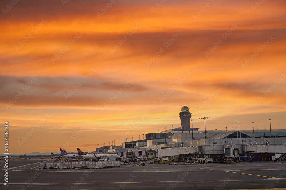 Airline passenger loading terminal at Portland International airport