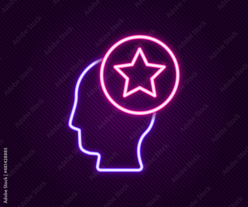 Glowing neon line USA Head icon isolated on black background. United States of America. Independence day. Colorful outline concept. Vector Glowing neon line USA Head icon isolated on black background. United States of America. Independence day. Colorful outline concept. Vector
