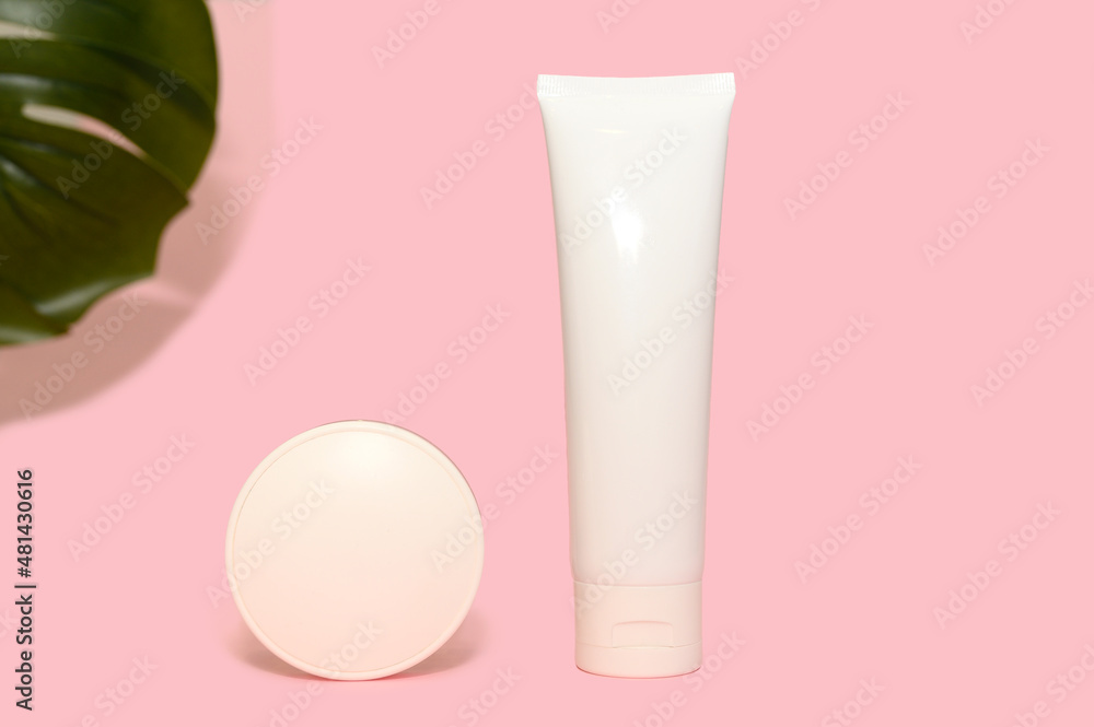 Natural cosmetic cream in a white package. Skin cream. Natural cosmetic cream in a white package. Skin cream.
