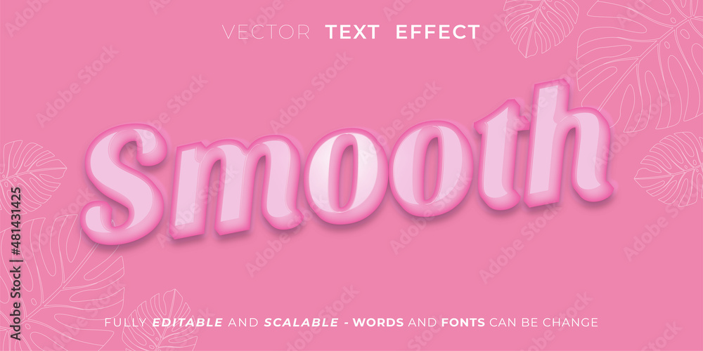 Editable text effect, Smooth with feminime style lettering