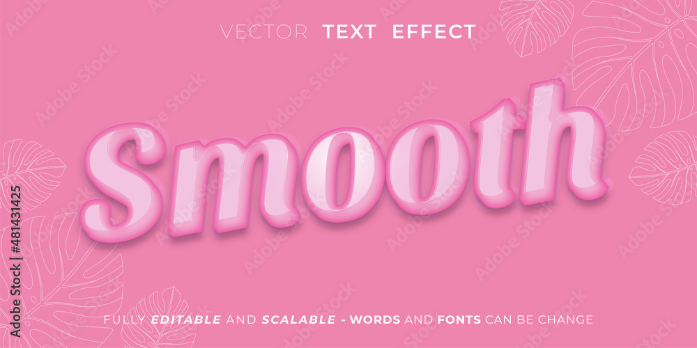 Editable text effect, Smooth with feminime style lettering