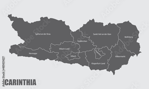 Carinthia state administrative map