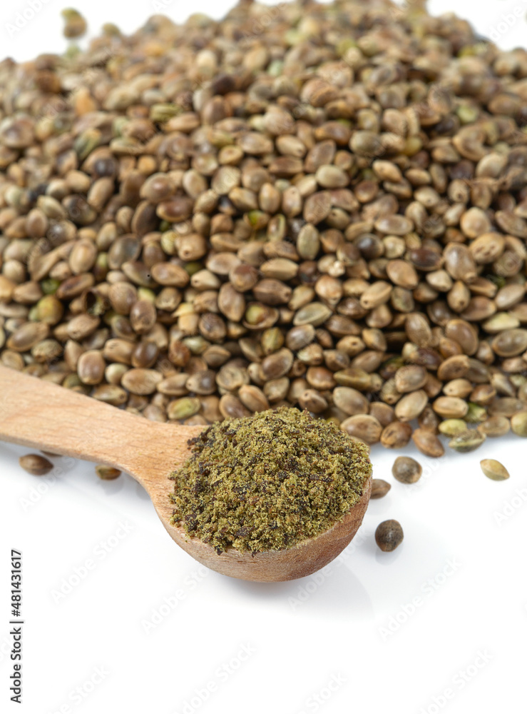 hemp seed protein isolated on white background hemp seed protein isolated on white background