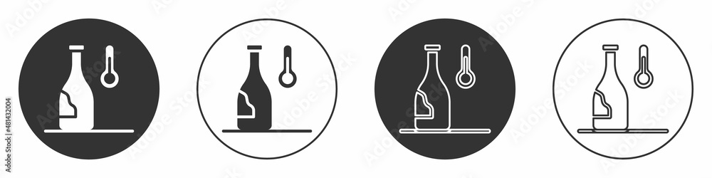 Black Wine temperature icon isolated on white background. Circle button. Vector Black Wine temperature icon isolated on white background. Circle button. Vector