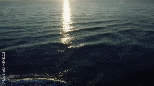 Aerial view of Mediterranean ocean in the morning photo