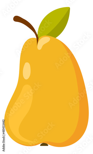 Yellow pear icon. Ripe fruit from garden tree