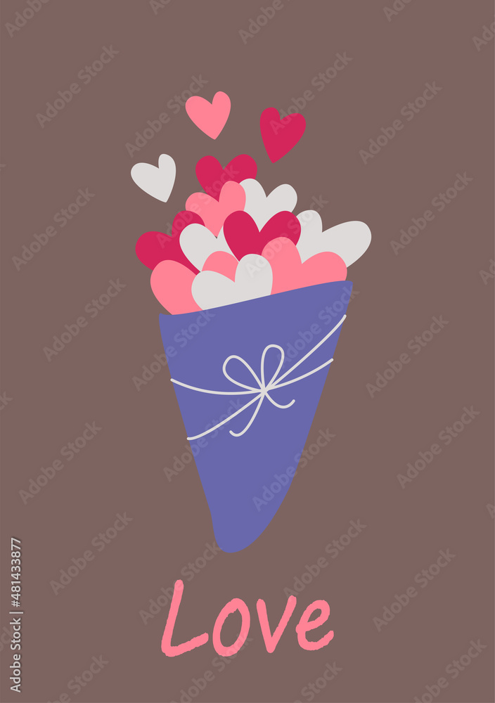 A bundle of hearts and love. Vector image in boho style. valentine's day. A greeting card with a declaration of love. A bundle of hearts and love. Vector image in boho style. valentine's day. A greeting card with a declaration of love.